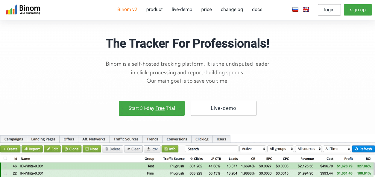 binom tracking platform